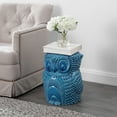 thumbnail image 6 of JONATHAN Y Millie 17.5" Classic Vintage Ceramic Indoor/Outdoor Owl Garden Stool, Blue Cracks, 6 of 6