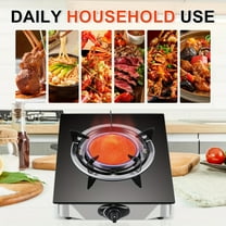 1-Burner Portable Gas Stove – 4.0KW Single Gas Burner with 9-Chamber Flame – Black Tempered Glass Panel, Energy Class A, Indoor LPG/NG Cooktop – Ideal for Camping, Daily Cooking, and Gift for Family