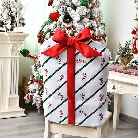 

Amuver Christmas Chair Back Cover Gift Box Shape Bow Cute Chair Sashes