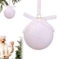 thumbnail image 3 of 3-Pack White Velvet Christmas Ball Ornaments, 3.15-Inch Flocked Shatterproof Tree Decorations for Winter Wonderland, Wedding, Wreath, Mantel and Elegant Holiday Decor, 3 of 4