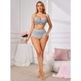 thumbnail image 2 of INSPIRE CHIC Women's Lace Bra Underwire Full Coverage 5 Row Back Closure Side Support Wide Band Lingerie C 38 Gray, 2 of 4