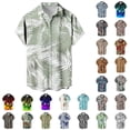 thumbnail image 2 of ZHAOCHENG Camisa hawaiana de manga corta para hombre, de verano, con bolsillo frontal, estampado hawaiano, informal, de algodón, estilo funky, de lino para playa, camiseta Y2K para hombre., 2 of 5