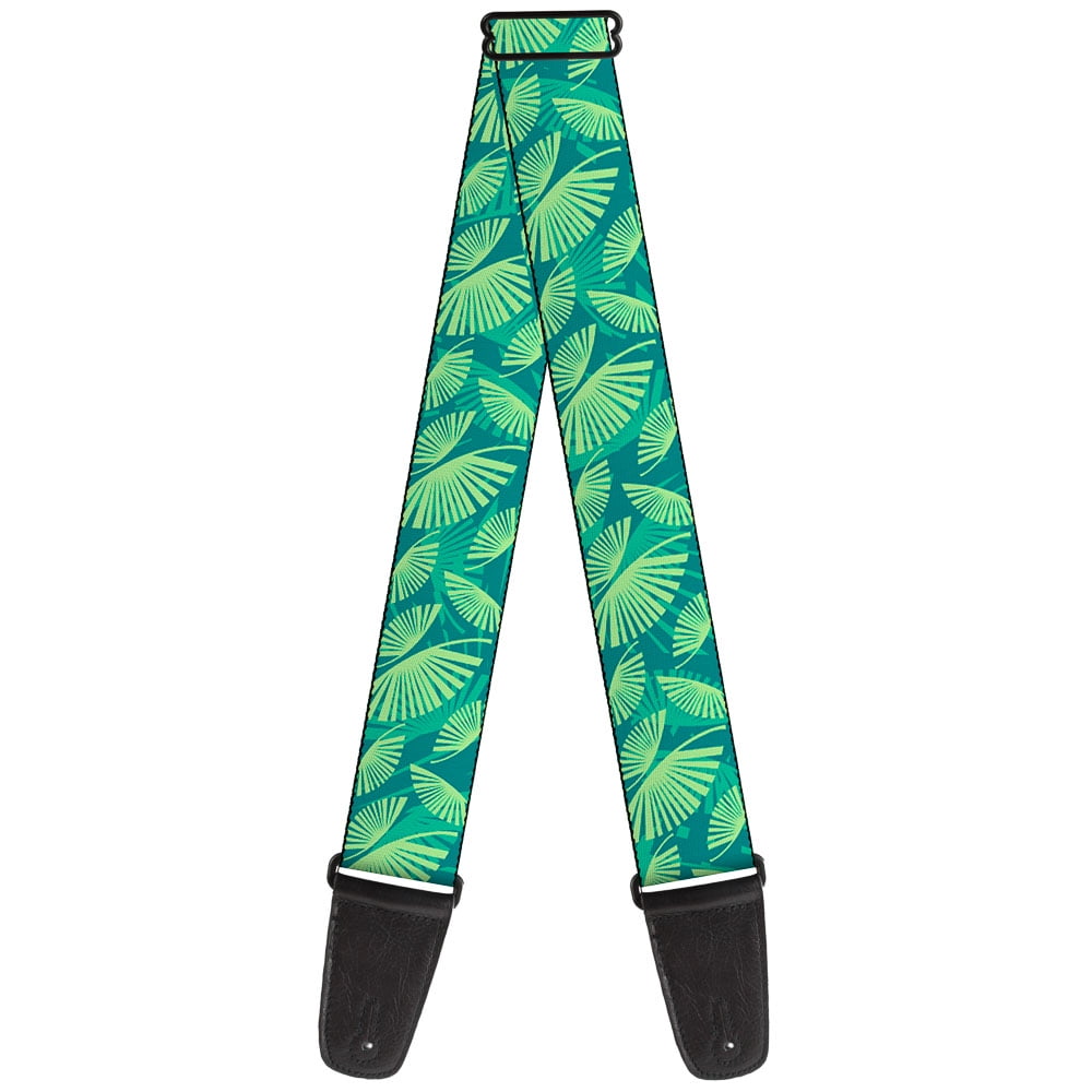 BuckleDown Guitar Strap, Palm Leaves Stacked Pastel Greens, 2 Inches