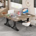 thumbnail image 6 of 63" Large Office Desk, Modern Executive Desks with Stylish Legs, Wood Computer Desk, Business Furniture Work Desk for Home Office ( and Black), 6 of 14