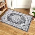 thumbnail image 3 of Hasoo Boho Tribal Area Rug 2x3 Bathroom Rugs Door Mat Washable Rug Indoor Entrance Oriental Rug Carpet Persian Distressed Small Entryway Rug Non-Slip Low-Pile for Kitchen, Grey, 3 of 6