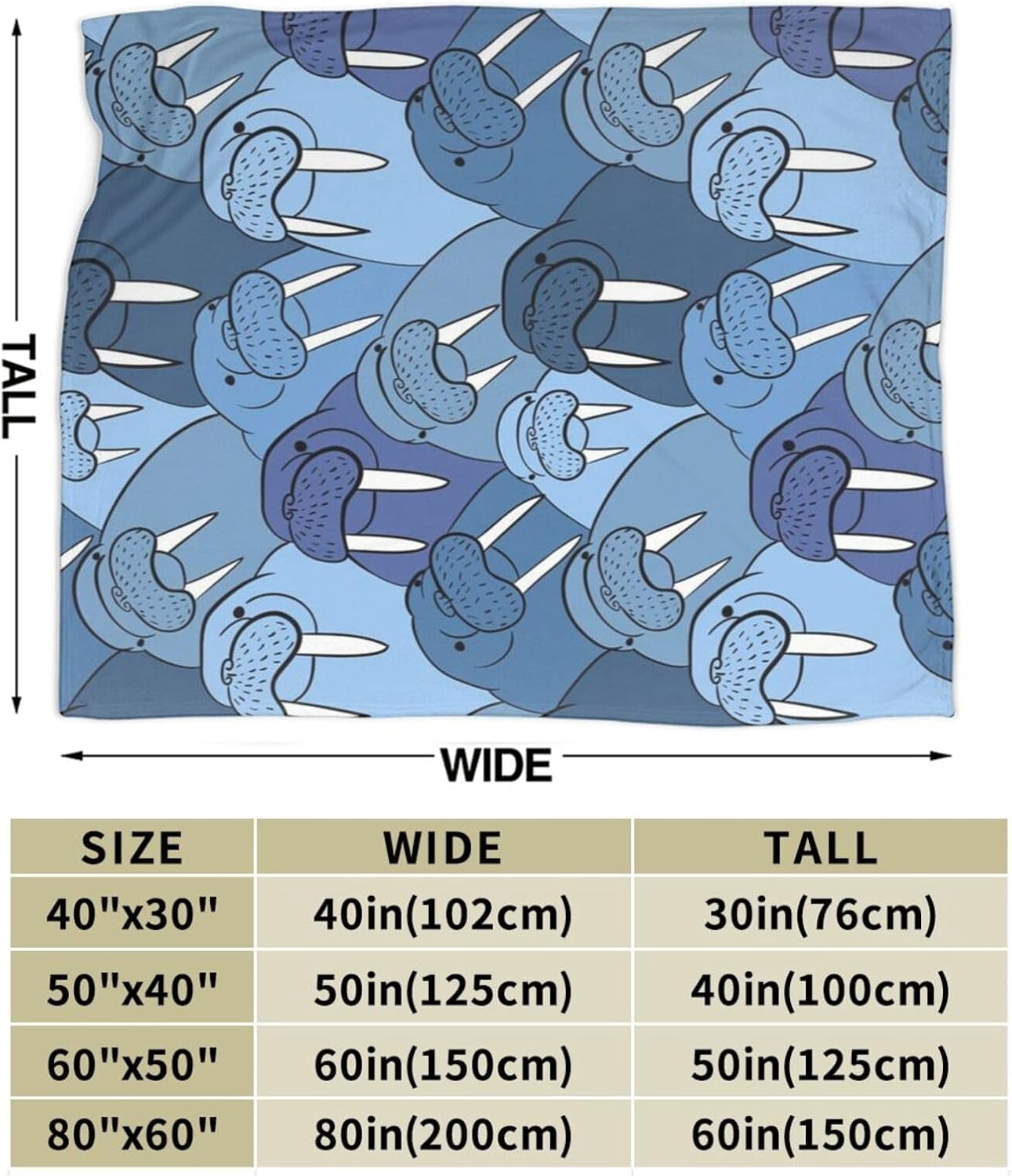 Cute Cartoon Walrus Bed Blanket Ultra Soft Throw Blanket All Season Warm Light Weight Cozy Plush Blankets for Home Bedroom Sofa Chair Travel, 60"X80"