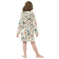 thumbnail image 4 of FORMRS Niños Bathrobe Unisex Hooded Robe Soft Plush Pajamas Sleepwear, Size 7-9T, Beige Whimsical Leaves, 4 of 7