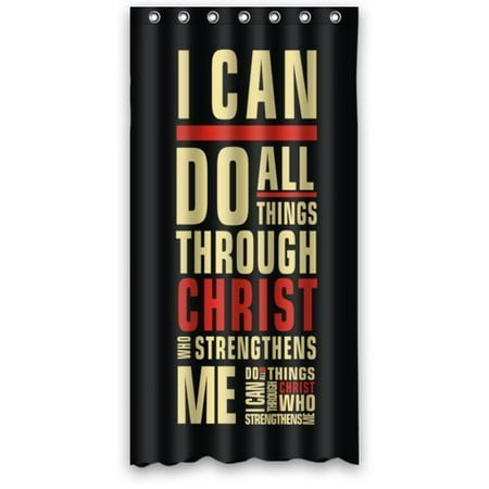 GreenDecor Bible Verse I Can Do All Things Through Christ Who Strengthens Me Philippians Waterproof Shower Curtain Set with Hooks Bathroom Accessories Size 36x72