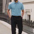 thumbnail image 4 of Qwertyu Capri Polo Shirts Men Breeze Short Sleeve Casual Collared Golf Shirt Lightweight Stretch Quick Dry Textured Summer T-Shirts with Front Pocket Light Blue L, 4 of 6