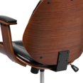 thumbnail image 3 of Mid-Back Black Leather Executive Wood Swivel Chair with Arms, 3 of 9