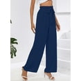 thumbnail image 6 of Chiclily Women Wide Leg Pants with Pockets High Waist Loose Belt Flowy Casual Trousers, US Size XL in Navy Blue, 6 of 9