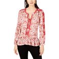 thumbnail image 1 of Lucky Brand Blusa campesina con estampado mixto para mujer, rojo, extragrande Lucky Brand Campesino, 1 of 1