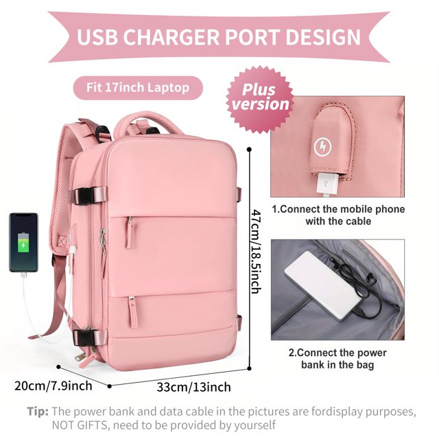 Mochila De Viaje Grande, Mochila De Transporte Impermeable, Mochila De Senderismo, Mochila Para Deportes Al Aire Libre, Mochila De Equipaje Portátil Con Puerto De Carga USB, Compartimento Para Zapatos