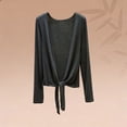 thumbnail image 4 of Uootdi Tie Front Cardigans Women Solid Color Long Sleeve Open Front Casual Loose Lightweight Soft Comfy Cover Ups Gift, 4 of 5