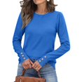 thumbnail image 2 of Nestiefly Womens 2026 Fall Sweaters Long Sleeve Tops Classic Crew Neck Pullover Sweaters Loose Dressy Casual Basic Clothes Blue M, 2 of 5