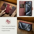 thumbnail image 5 of Allytech Wallet Case for iPhone 15 Pro with 3 Card Slots & Cash Pocket, 2 in 1 Detachable Strong Magnetic Case, Retro PU Leather Shockproof Magnetic Clasp Slim Protective Shell - Red, 5 of 8