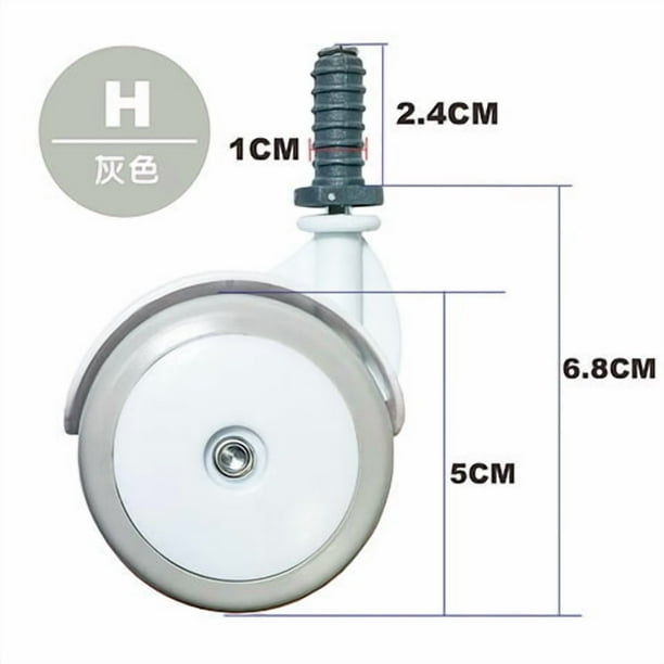 4 ruedas de repuesto para andador de bebé: ruedas giratorias silenciosas para andadores de niños pequeños - Material plástico duradero para un rodamiento suave y silencioso. Tornillo de 10 mm.