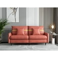 thumbnail image 2 of Loveseat Sofa, Mid-Century Love Seat with Solid Wood Frame & Leathaire, Small Couches for Small Spaces, Love Seats Furniture for Bedroom, Apartment, Living Room, Office, 2 Pillows Include, Orange, 2 of 8