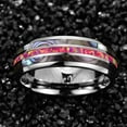 thumbnail image 4 of 8mm Men's Carmine Red Created Opal Tungsten Carbide Ring Created Opal Tungsten Carbide and Abalone Shell Wedding Engagement Ring Band Size 7 to 14, 4 of 5