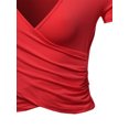 thumbnail image 4 of A2Y Women's Deep V-Neck Short Sleeve Unique Slim Fit Cross Wrap Shirt Crop Tops Red S, 4 of 6