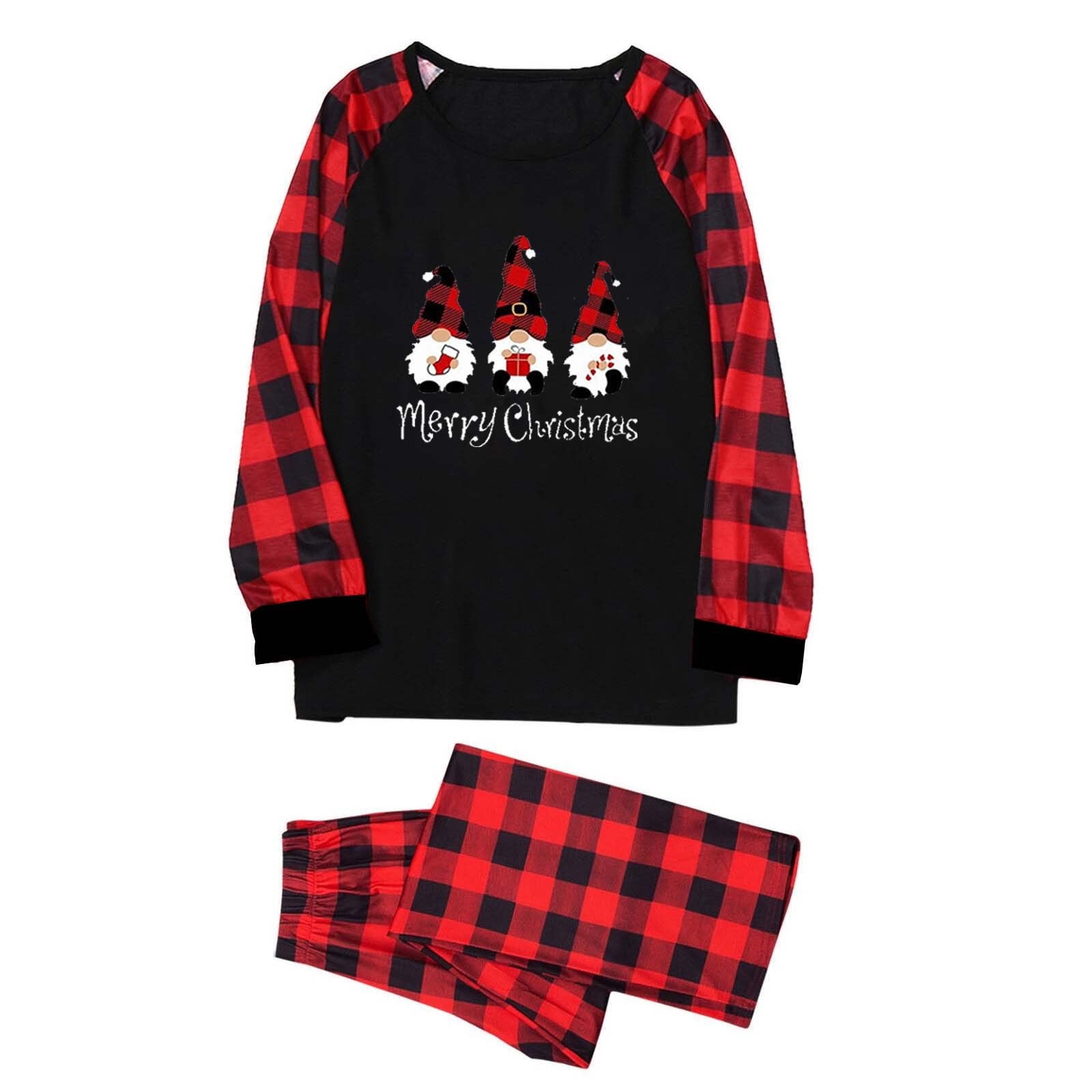 Chgbmok Men s Printed Blouse Tops Pants Family Matching Pajamas Set