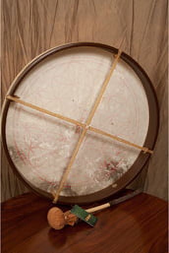 DOBANI Pretuned Goatskin Head Wood Frame Drum with Beater 18-by-2-Inch Circle of Life