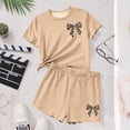 thumbnail image 6 of Cute Outfits for Girls 2 Piece Printed Short Sleeve Crewneck Shirt and Shorts Matching Sets Sweatsuit Summer Clothes Khaki 11-12Years, 6 of 6