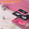 thumbnail image 3 of Allytech Rugged Case for Apple iPad Pro 11 2022/2021/2020/2018, iPad Air 4 5 Case, iPad Air 11" Case 2024, 360 Rotating Stand Clear Back Cover Shockproof Shoulder Strap with Pencil Holder, Rose, 3 of 13
