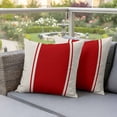 thumbnail image 3 of 2 Pack Outdoor Waterproof Throw Pillow Covers,Burgundy Red Stripe Decorative Square Pillow Case Patio Pillowcases for Chair Couch Sofa 16x16in, 3 of 9