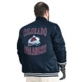 thumbnail image 2 of Men's G-III Sports by Carl Banks Navy Colorado Avalanche Adaptive Bold Logo Satin Full-Snap Varsity Jacket, 2 of 5