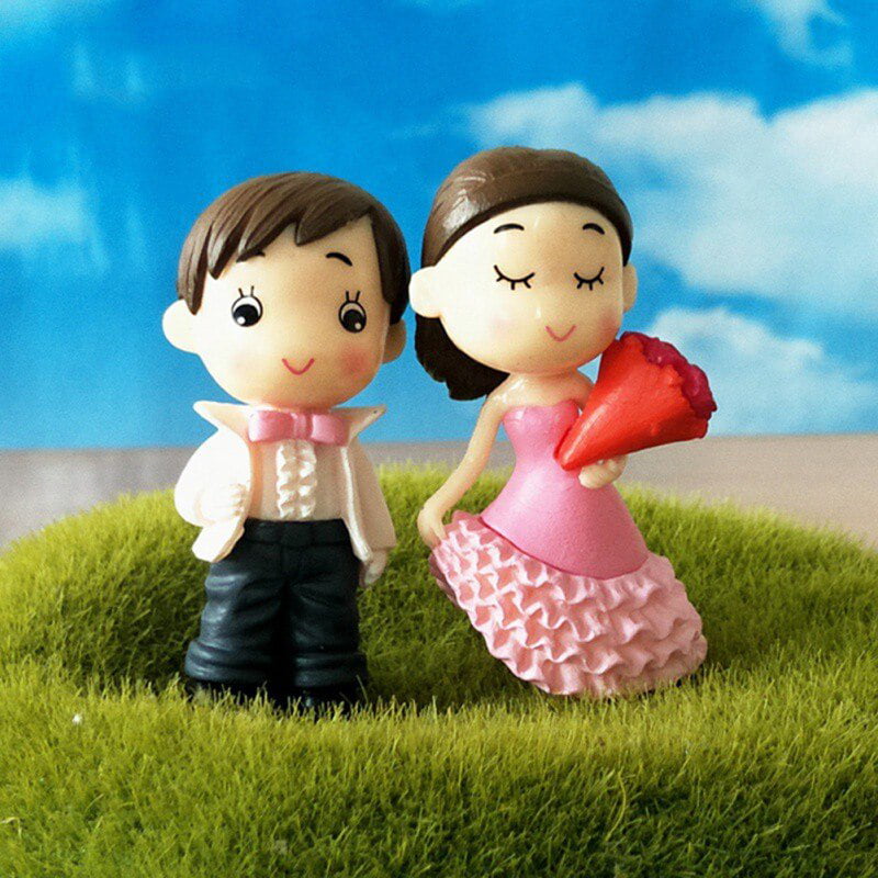 2Pcs/Set Miniatures Lovers Couple Figurines Home Decoration Crafts Fairy Garden