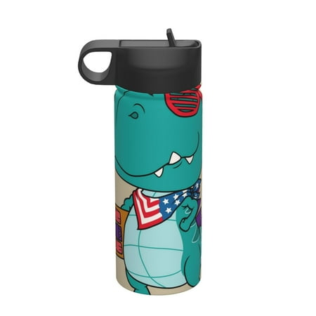 

Goofa Cool Dino Playing Skateboard for Insulated Kettle 18oz Water Bottle Insulated Tumbler with Handle & Flip Straw - Fits in Cup Holder Leak Resistant Tumbler
