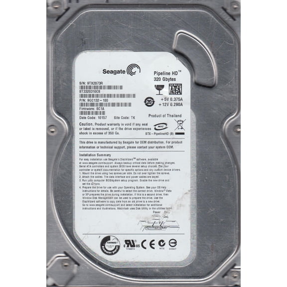 ST3320310CS, 9TX, TK, PN 9GC132-180, FW SC1A, Seagate 320GB SATA 3.5 Hard Drive