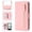 Pink, variant on Allytechgroup Flip Wallet Phone Case for Apple iPhone 17 Pro Max, with Makeup Mirror Zipper Pocket Cards Slots Crossbody Shoulder Strap Protective Cover for Women, Purple