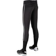 thumbnail image 3 of Champro Women/Girl's Tournament Low Rise Piped Pants: BP11P Black/White / Youth Small, 3 of 8