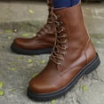 thumbnail image 4 of LSLJS Chaussures en Cuir pour Hommes, Chaussures en Cuir pour Hommes Mode Décontractée Style Britannique Couleur Unie Bout Rond Rétro à Lacets Résistance à l'Abrasion Antidérapantes Chaudes Chevalier Cowboy, 4 of 9