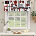 thumbnail image 3 of Red Black Grey Geometric Valances for Windows, Middle Century Modern Abstract Art Light Filtering Kitchen Curtains, Rod Pocket Window Valance Curtains for Living Room Bedroom, 42" W x 18" L, 2 Panels, 3 of 9