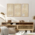 thumbnail image 3 of HPNIUB Boho Wooden Framed Wall Art Mid-Century Modern Abstract Geometric Decor Minimalist Set of 3 for Living Room Bedroom Office 16x32 Inch, 3 of 11
