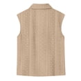 thumbnail image 5 of Cami Tops for Women with Built in Bra Women's Sleeveless Eyelet Embroidery Blouse Lapel Collar Button Shirt Dressy Casual Tank Tops Lightweight Breathable Daily Wear Khaki L, 5 of 5