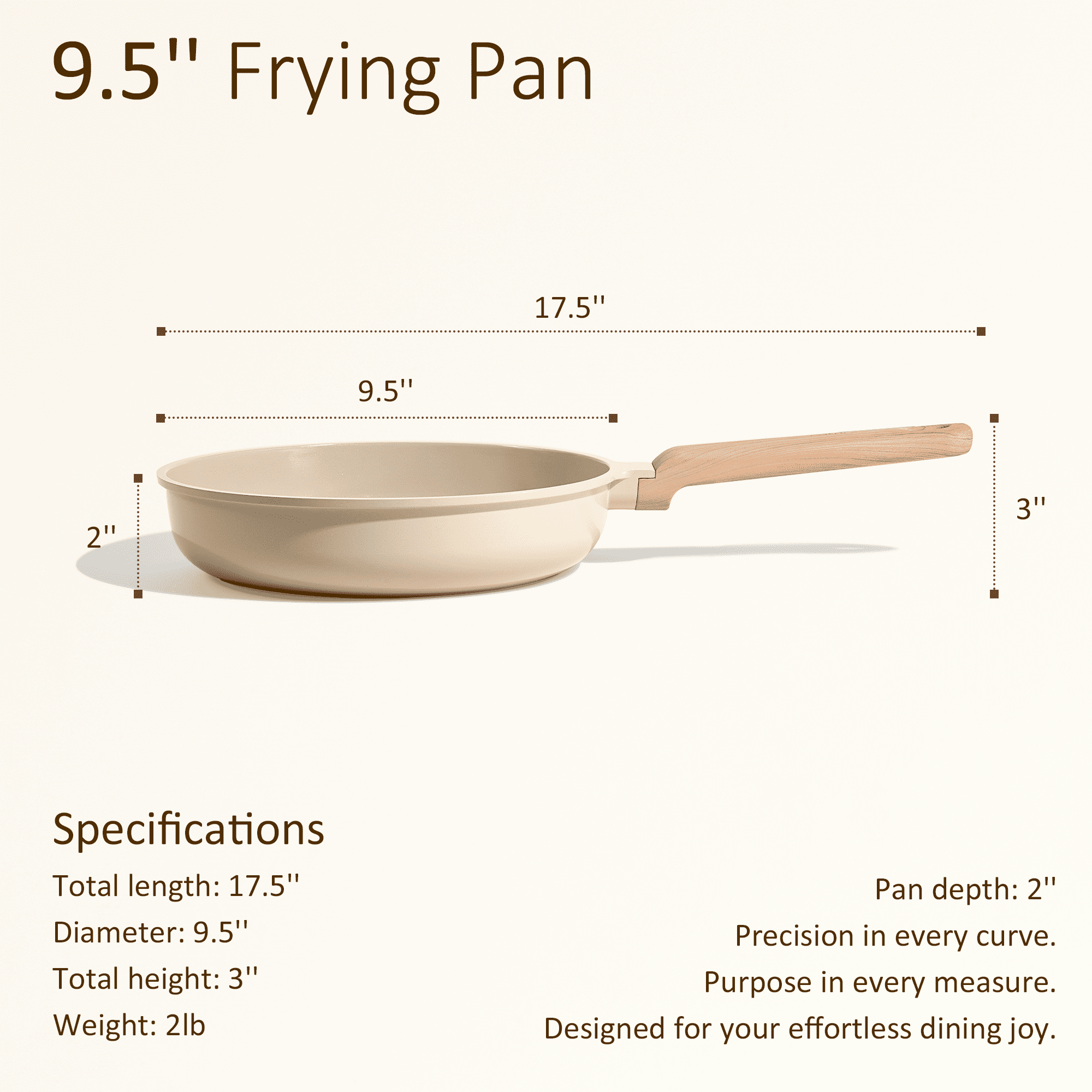 Carote 9.5" Ceramic Nonstick Frying Pan, Cooking Skillet with Bakelite Handle, Induction Compatible, Easy to Clean, Oatmeal