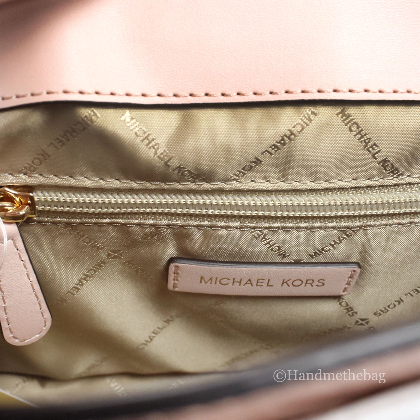 Michael Kors Manhattan Medium Leather Satchel, Metallic Primrose