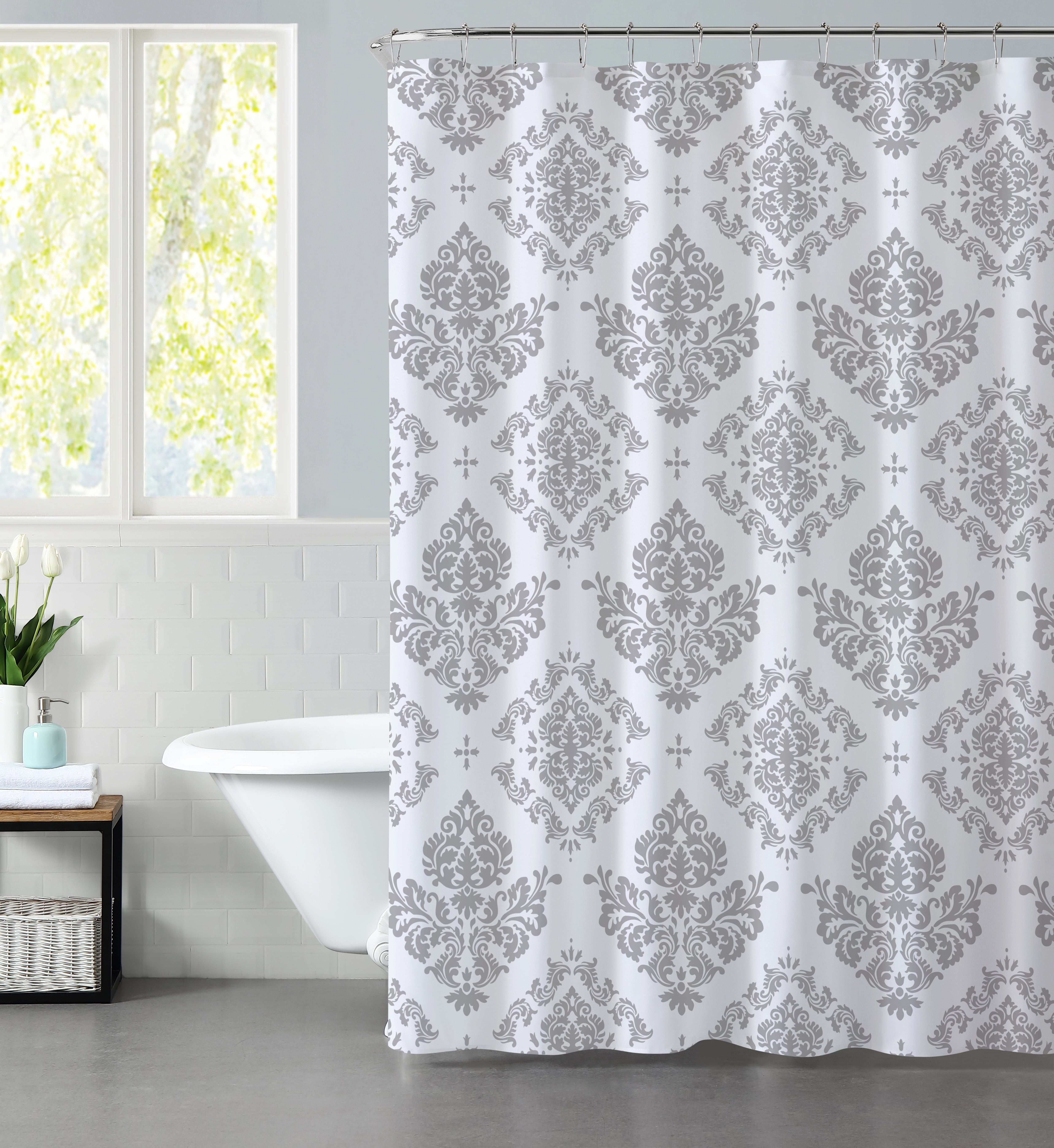 Mainstays Gray Classic Noir Polyester Shower Curtain, 70x72 Walmart