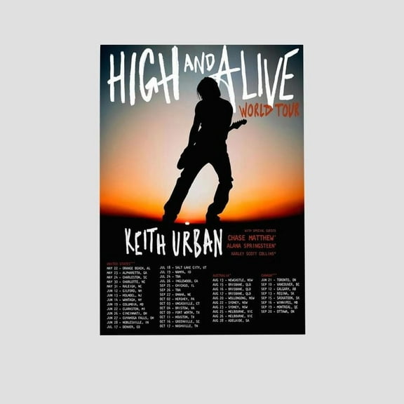 Keith Urban 2025 Tour Poster – High and Alive World Concert Retro Style - Size 24''x36'' - Postora