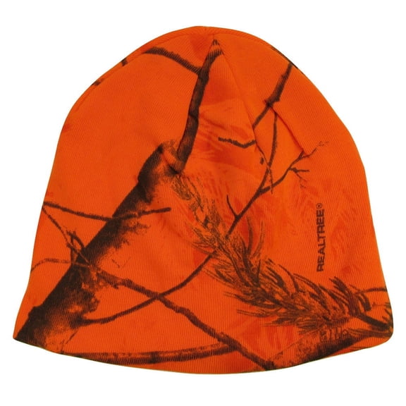 Realtree 8 Inch Knit Outdoor Camouflage Blaze Orange Beanie Camo Cap