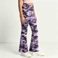 thumbnail image 4 of Spazoro Girls Flare Pants with Pockets, Loose Fit High Rise Lightweight Camo Print Button Zip Bell Bottom Trousers for Street Daily Wear Purple Size 11-12, 4 of 7
