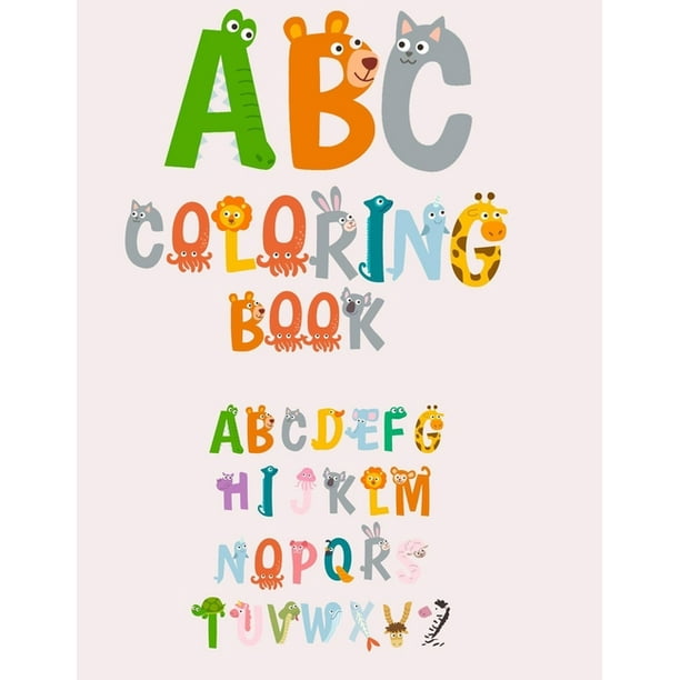 abc alphabet coloring book with fun 3d letters colors shapes animals alphabet for pre reading kindergarten preschool paperback large print walmart com