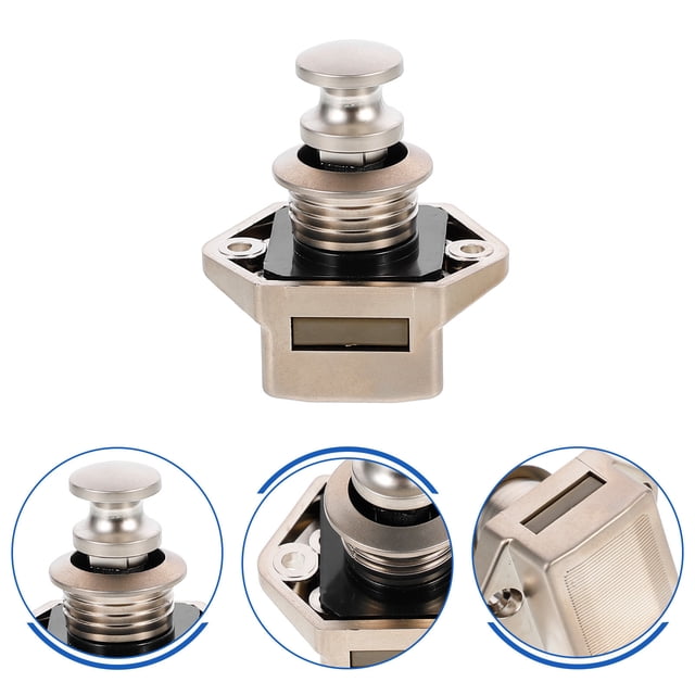 KAKOWELY 1Set Silver Rv Cabinet Lock Keyless Push Button Lock for Drawer Cupboard Reliable Use
