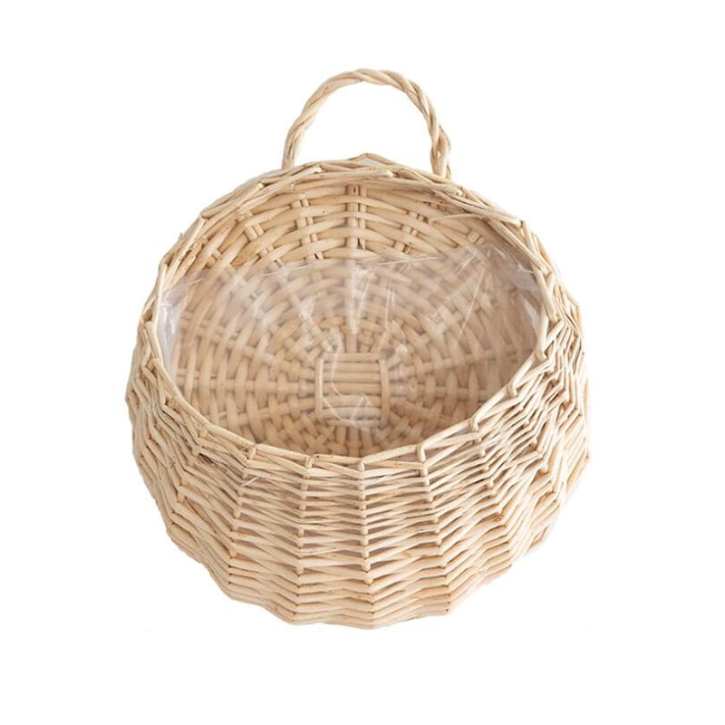 20 x 14" Natural Wicker Hanging Basket Lined 35cm Rattan Willow Flower Planter 