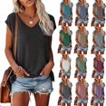 thumbnail image 2 of Tops para mujer Verano Camisetas 2023 Moda Básica Manga Corta Cuello Redondo Suelto Vestido Túnica Blusa Lindo Gráfico Camisetas, 2 of 5