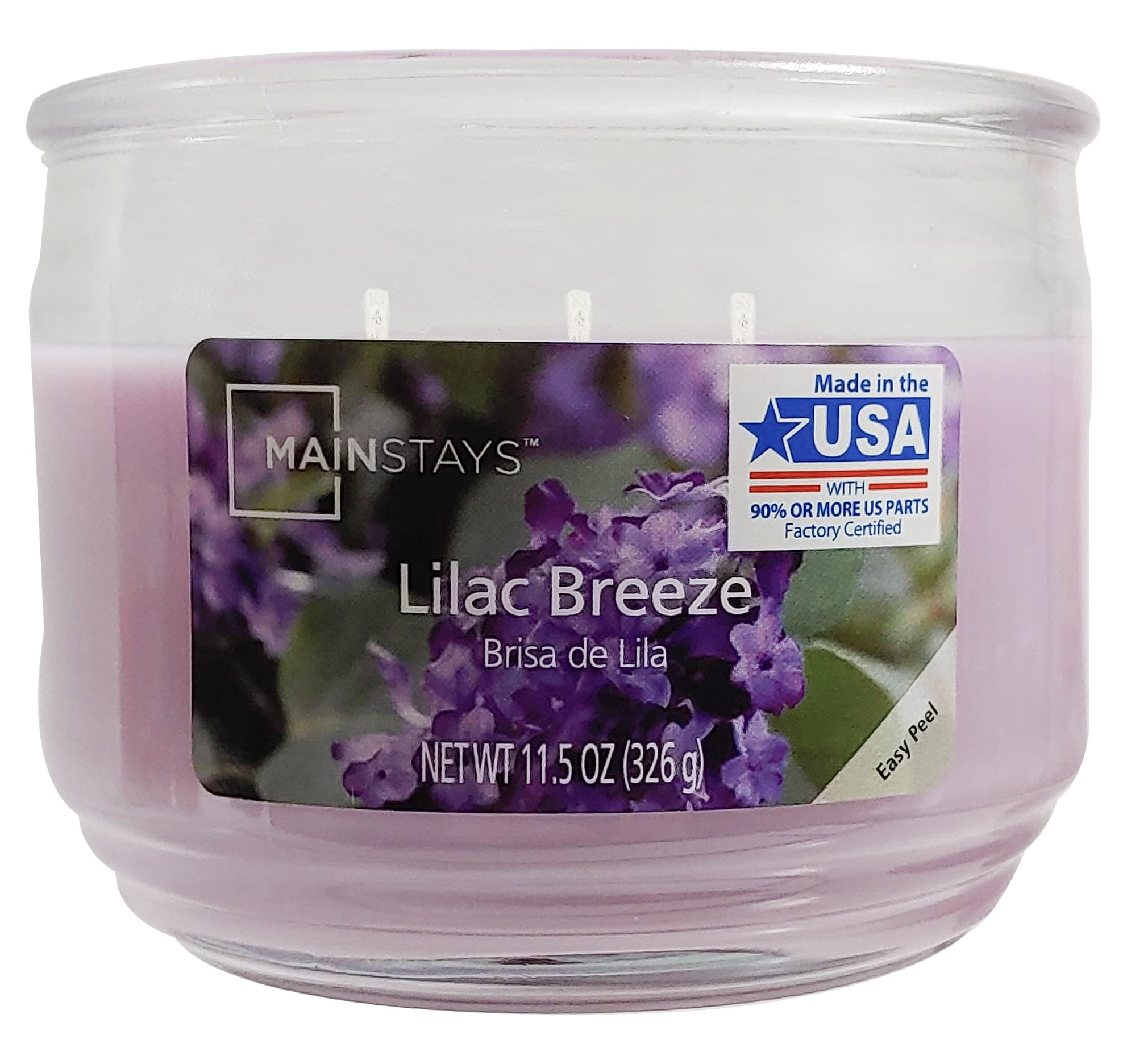 Mainstays Lilac Breeze Scented 3-Wick Glass Jar Candle, 11.5 oz.